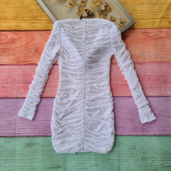 Princess Polly White Garter Mini Mesh Dress M - Picture 10 of 13